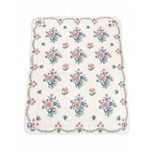 Vintage Arch Cotton Handmade Appliqued Floral Quilt Pastel Colors Twin Cottage